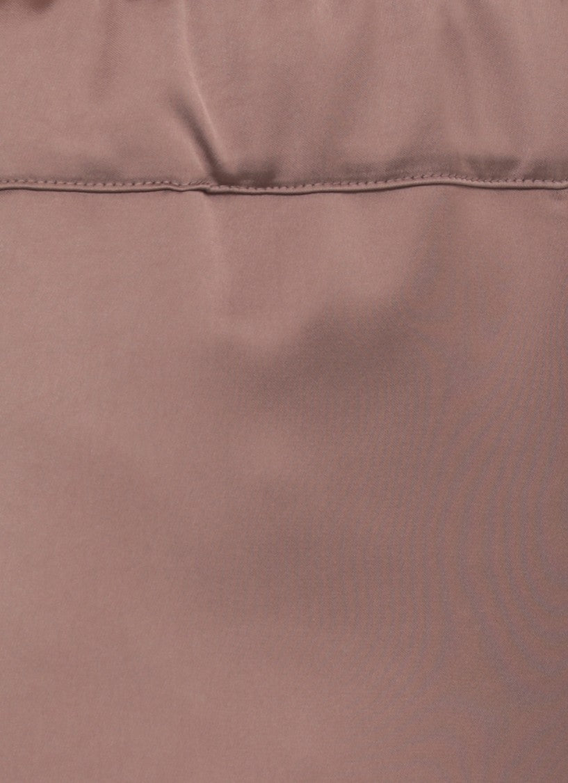 D. Exterior Brown Satin Palazzo Wide-Leg Pants