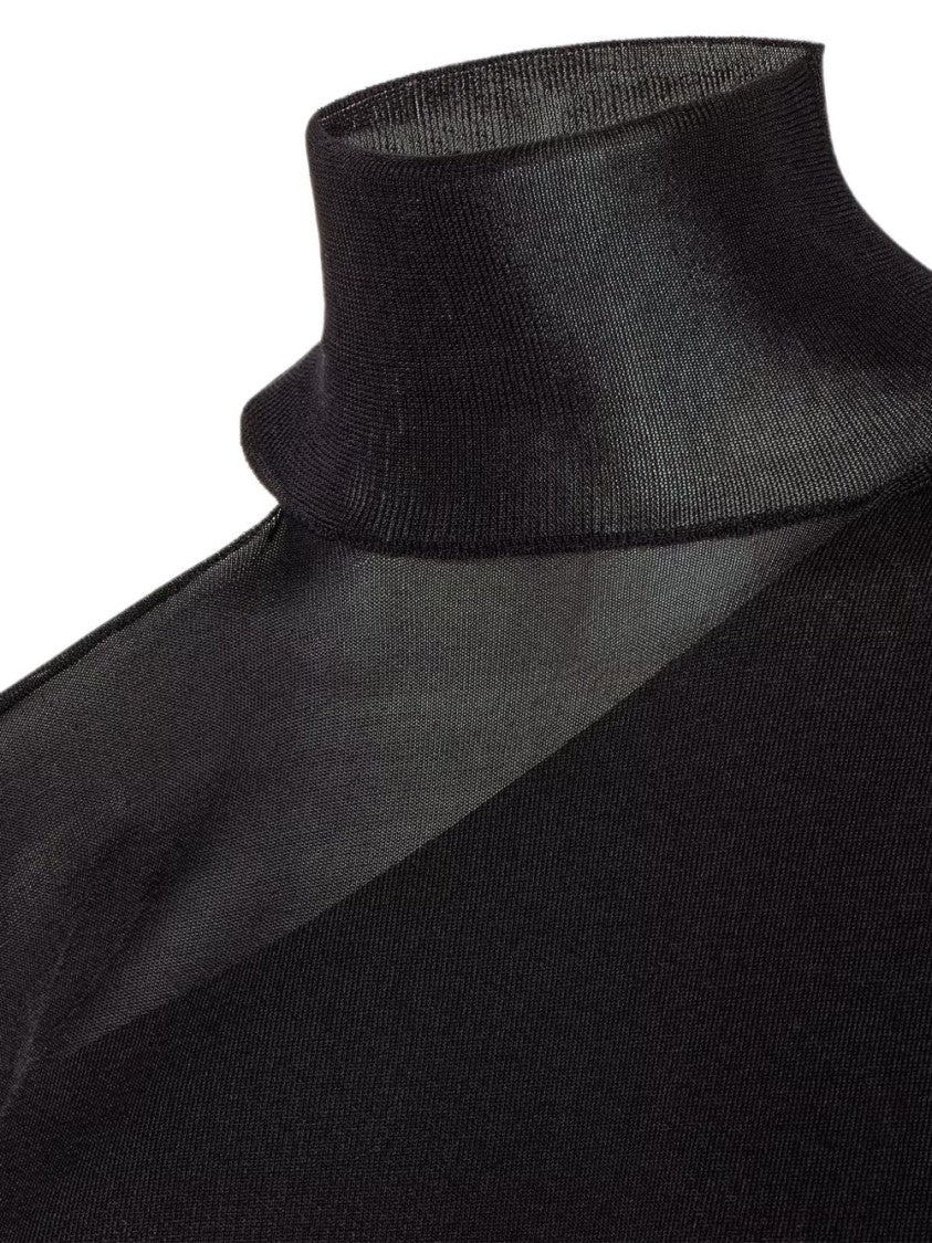 Fendi Asymmetrical Mesh Black Sweater