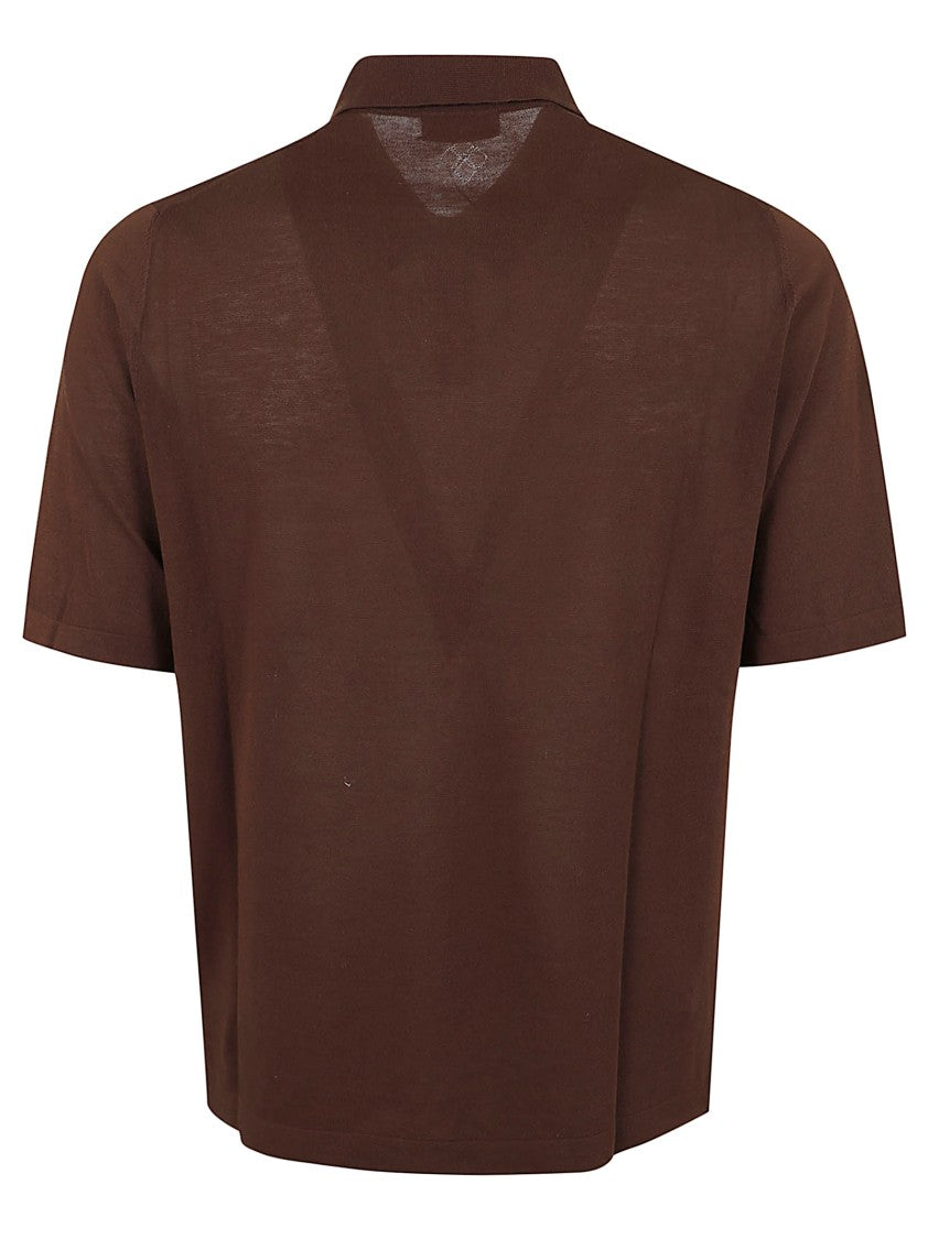Ballantyne Chocolate Brown Polo Shirt With Ribbed Collar
