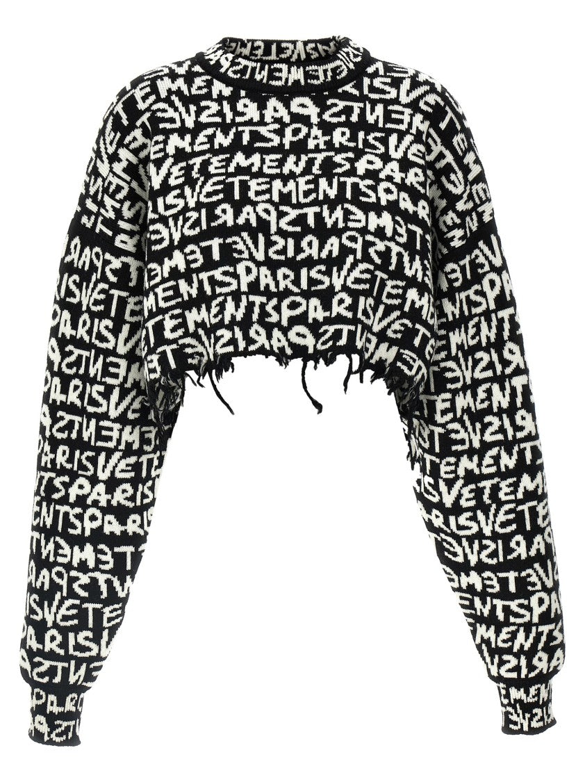 Vetements ' Paris Monogram' Cropped Sweater