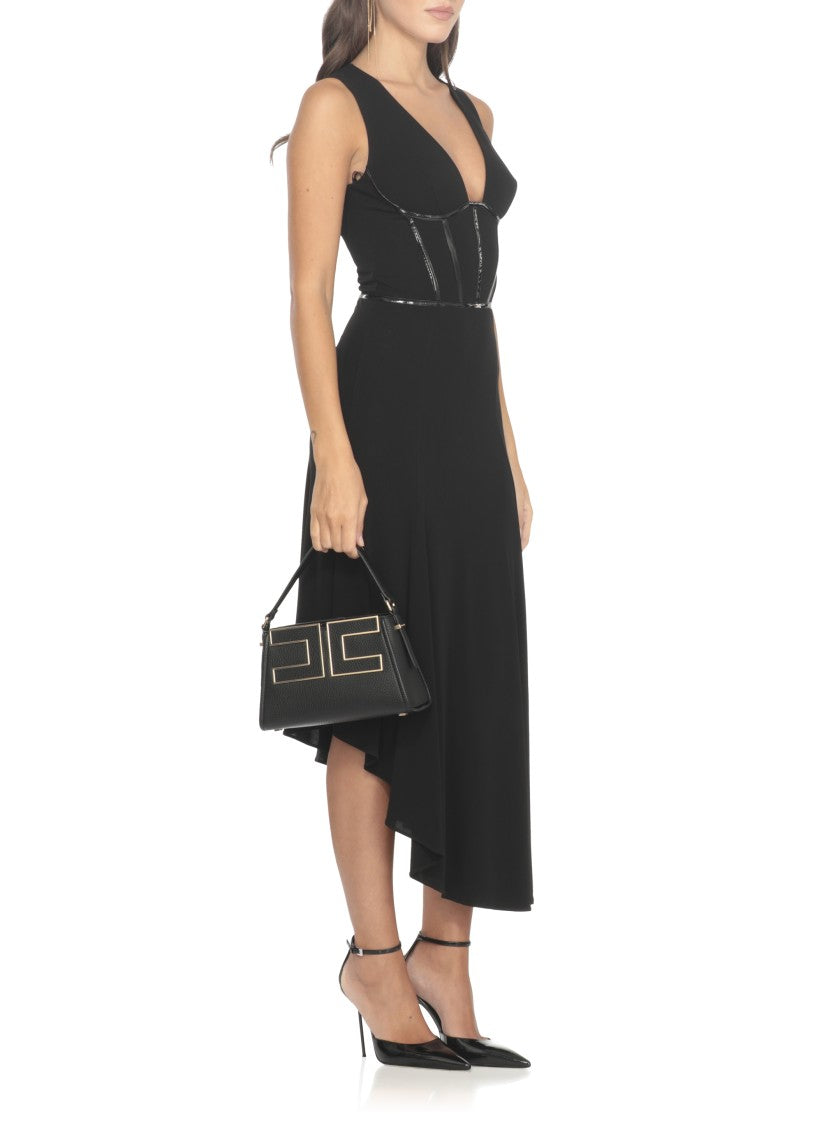 Elisabetta Franchi Viscose Midi Dress With Asymmetrical Hemline