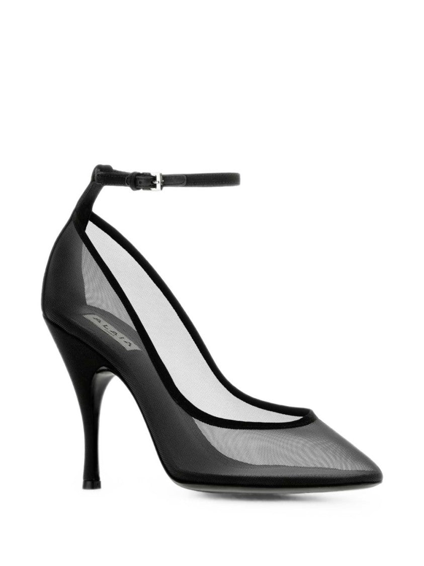 Alaïa Transparent Mesh Ankle Strap Strappy Pumps
