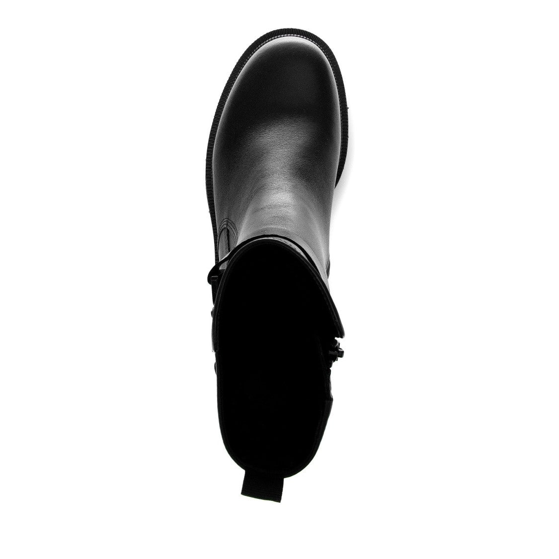 Gabor Black Chunky Sole Decorative Strap Leather Boots