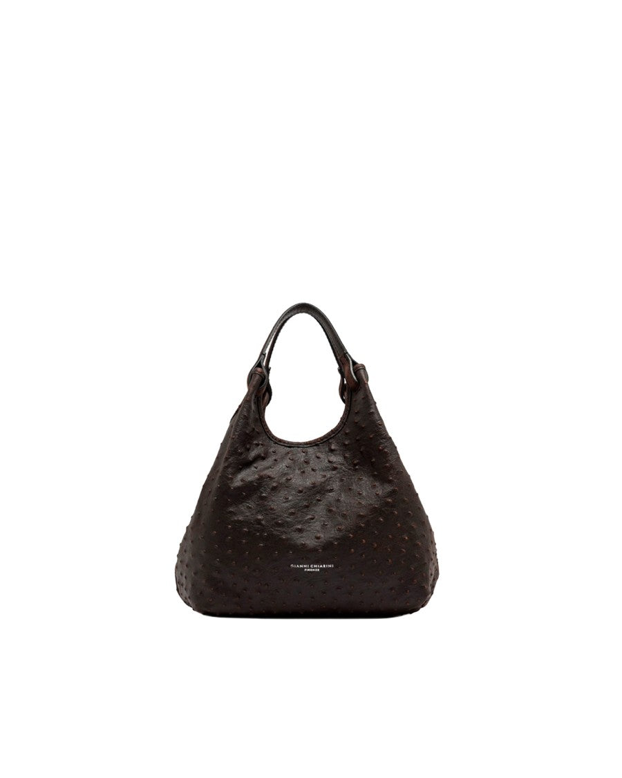 Gianni Chiarini Ostrich-Embossed Leather Shoulder Bag With Dual Handles
