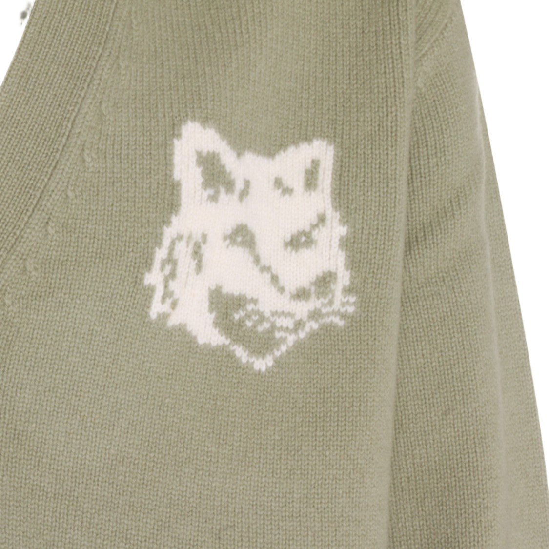 Maison Kitsuné Knitted Cardigan Sweater With Fox Head Motif