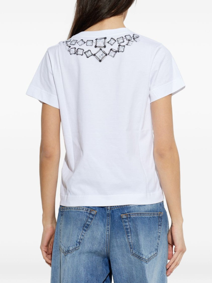 Givenchy White Silk And Nylon Crew Neck Top