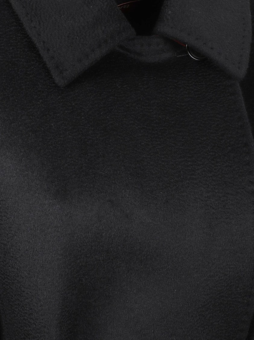 Max Mara Knee-Length Black Wool Coat With Classic Collar