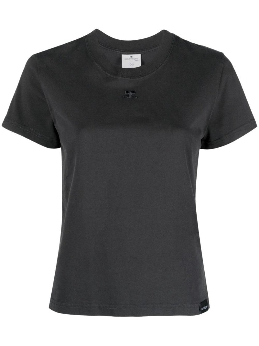 Courrèges Charcoal Grey Cotton Jersey Top