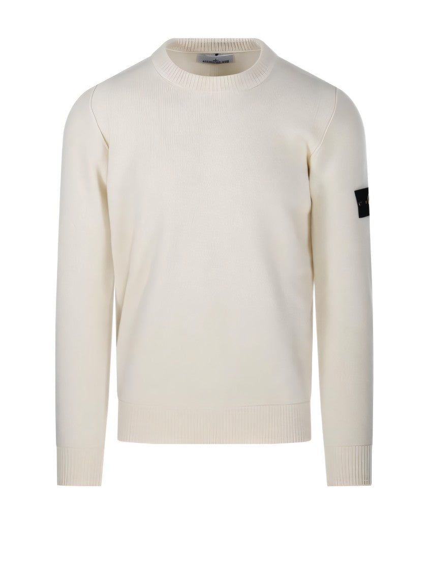 Stone Island Classic Crew Neck Knit Sweater With Logo Patch