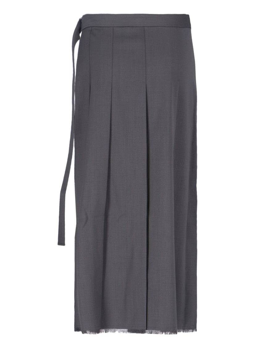 Ivir Pleated Wool-Blend Midi Skirt – Grey