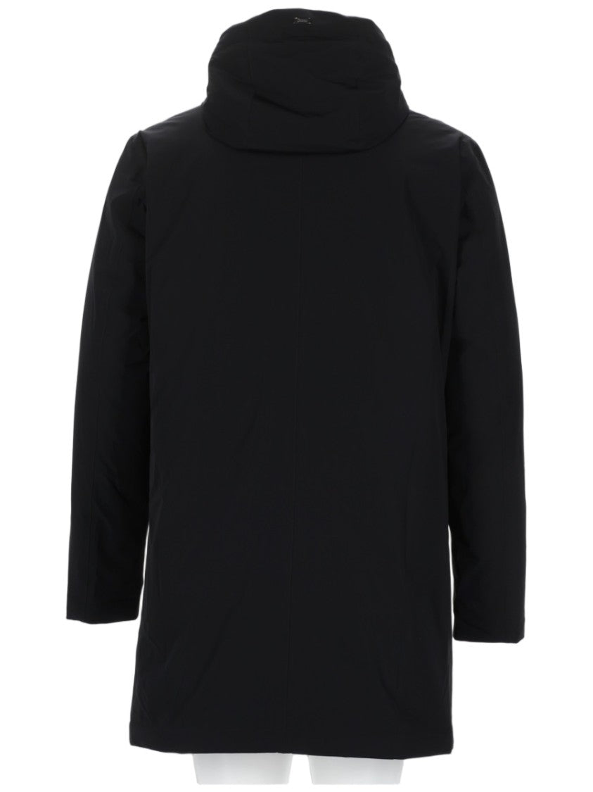 Herno Minimalist Matte Black Parka With Adjustable Hood