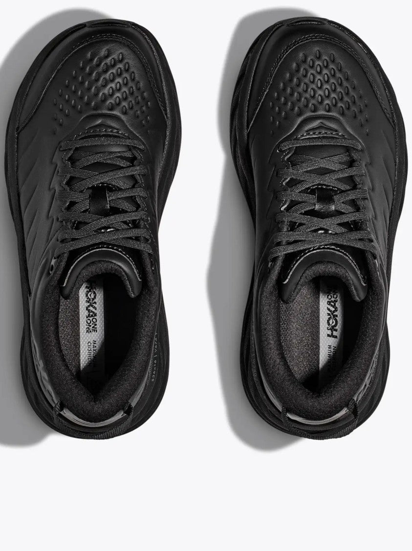 Hoka Black Cushioning Shoes With Wave-Pattern Sole And Comfort Features