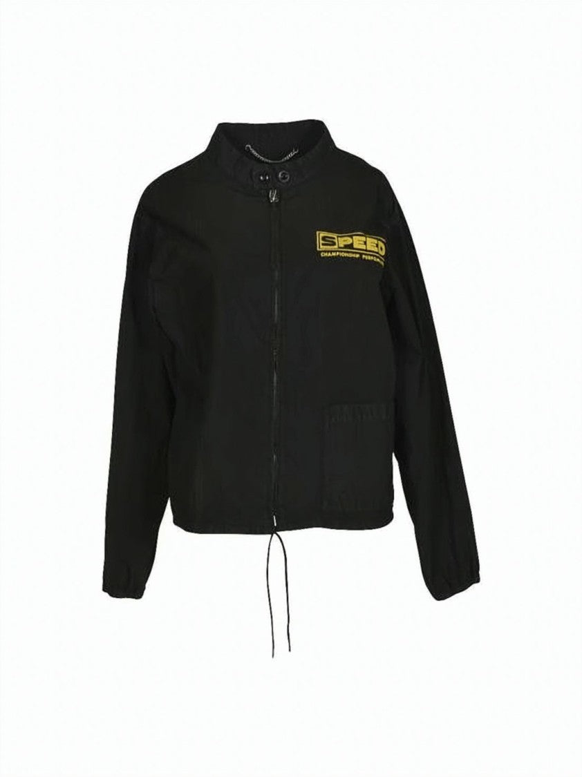Maison Margiela Cropped Black Vintage-Style Sportswear Jacket With High Collar