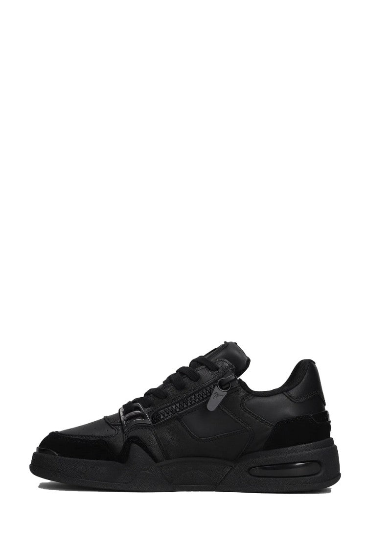 Giuseppe Zanotti Black Side Zip Chunky Sole Leather Low-Top Sneakers