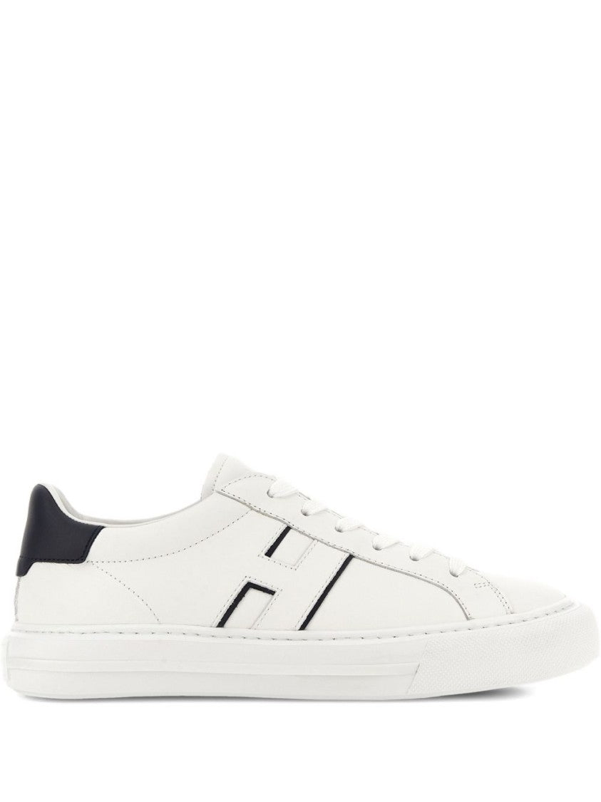 Hogan White Leather Sneakers With Logo Design And Rubber Sole