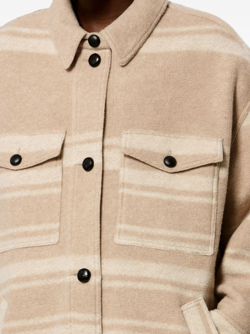 Isabel Marant Étoile Relaxed Oversized Striped Flap Pocket Coat