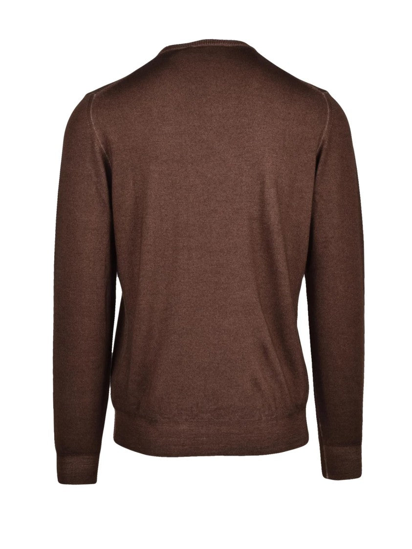 Fama Fama Merino Wool Pullover With Classic Crew Neck Design