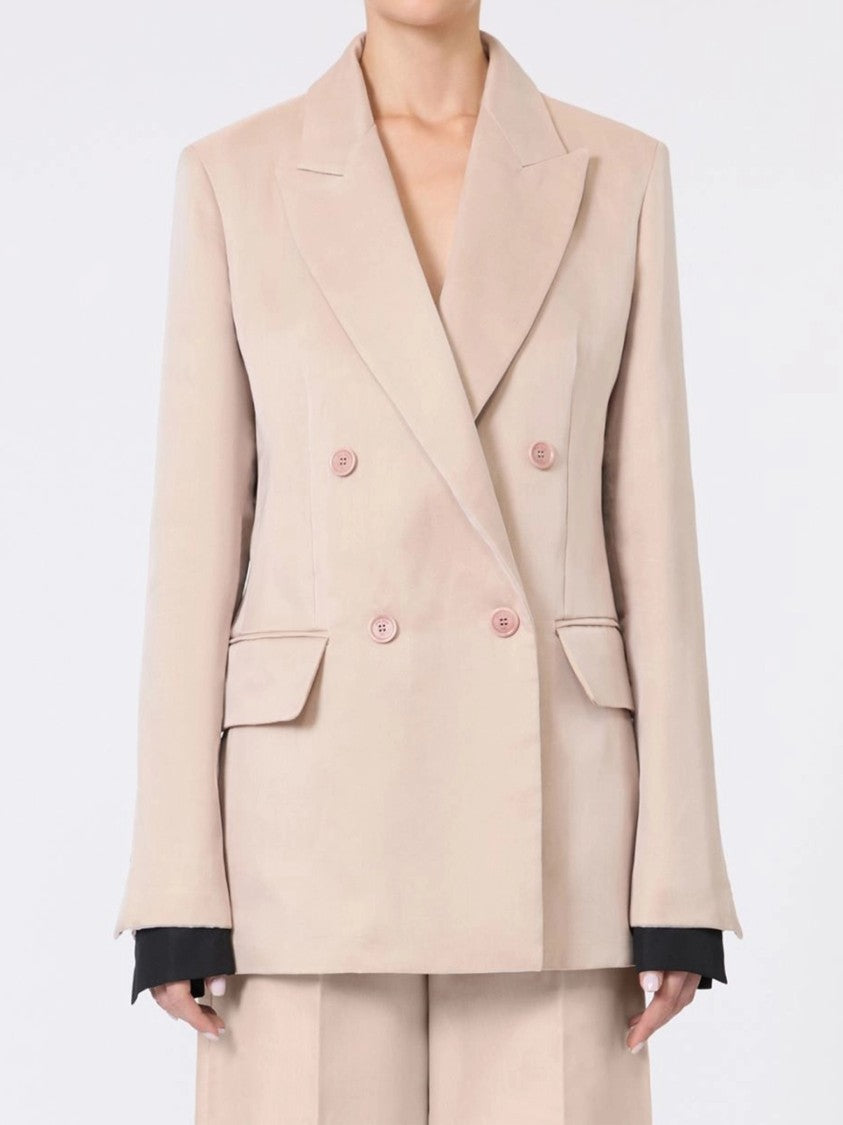 Max Mara Beige Mxsfeltro Double-Breasted Wool Blazer