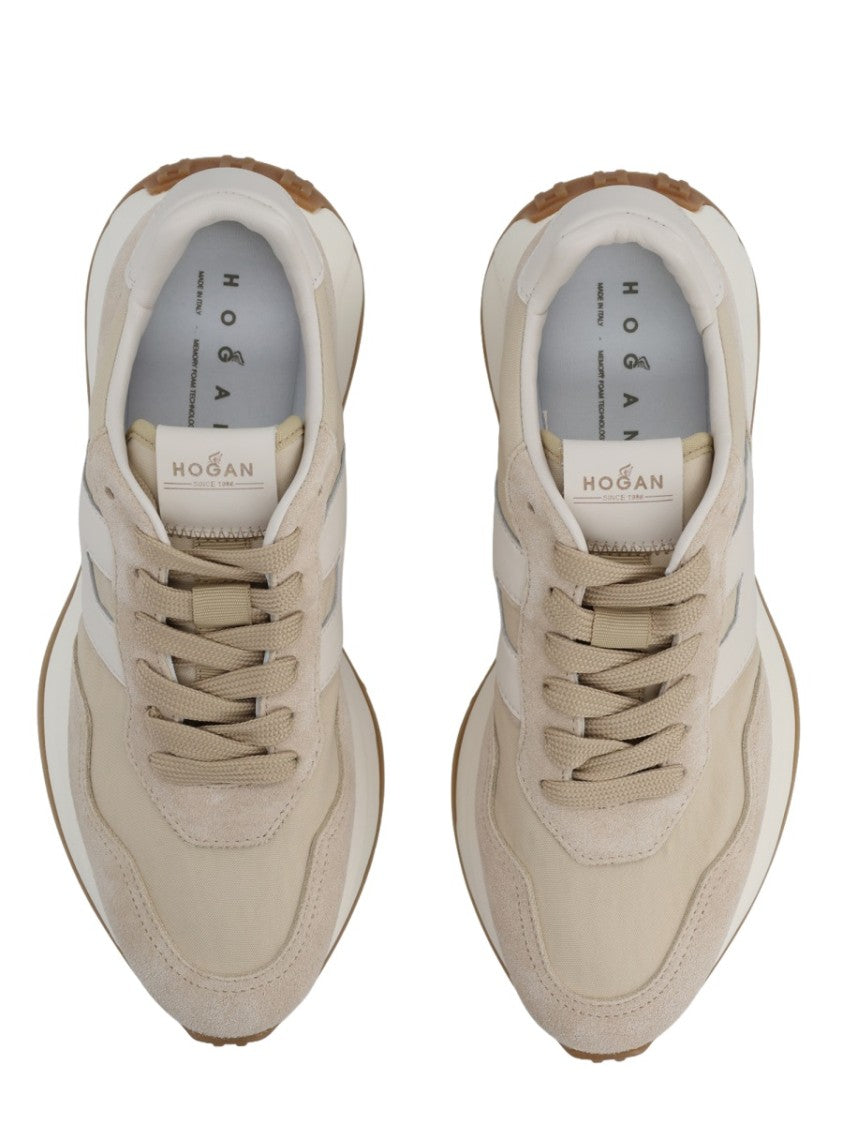 Hogan Beige H641 Thick Textured Sole Sneakers