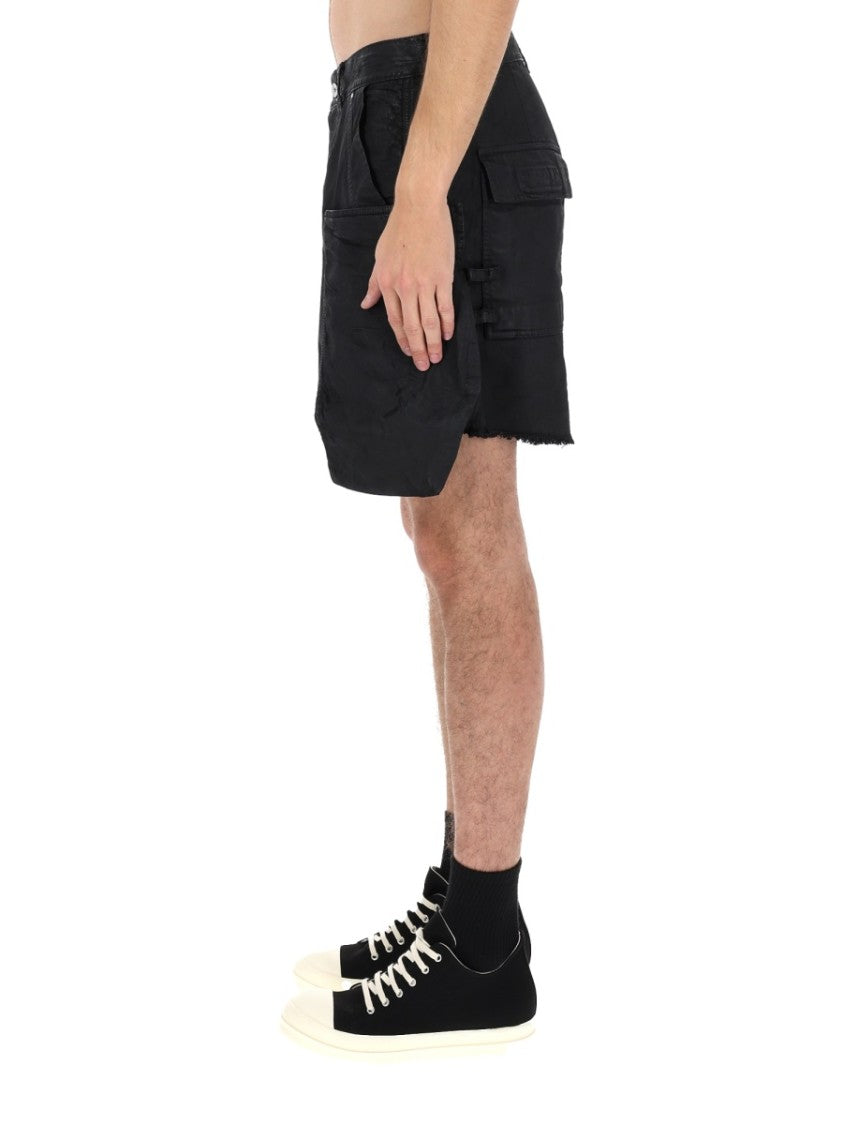 Drkshdw By Rick Owens Black Stefan Cotton Utility Cargo Shorts