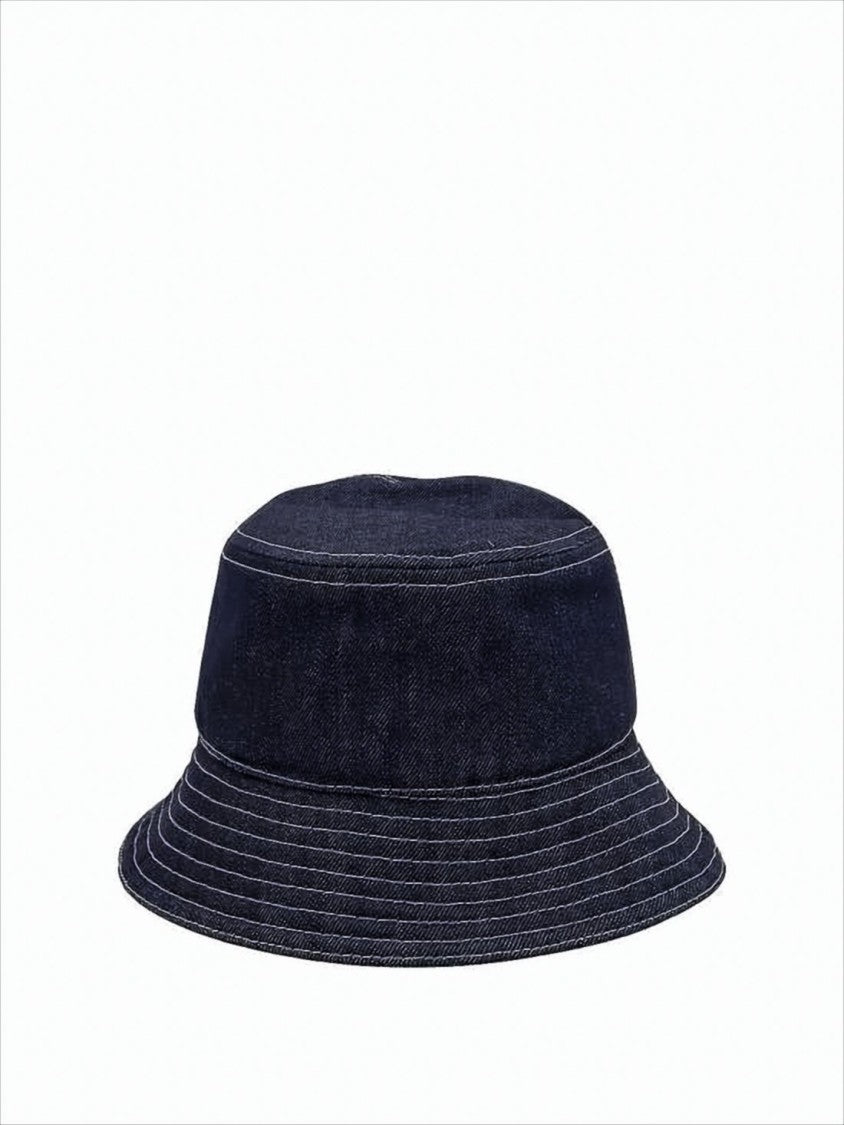 Fendi Navy Cotton Bucket Hat With Geometric Logo Embroidery