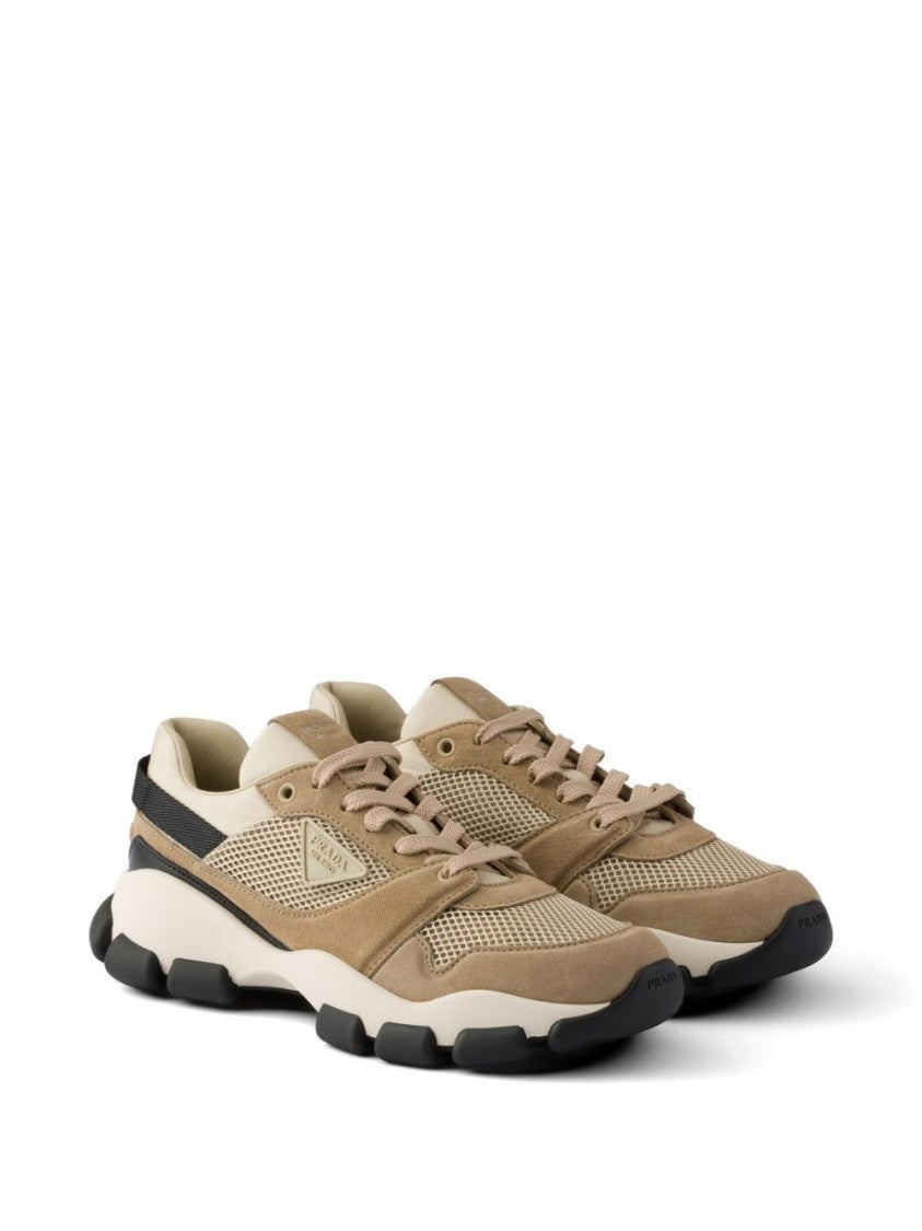 Prada Mesh Suede Lace-Up Sneakers
