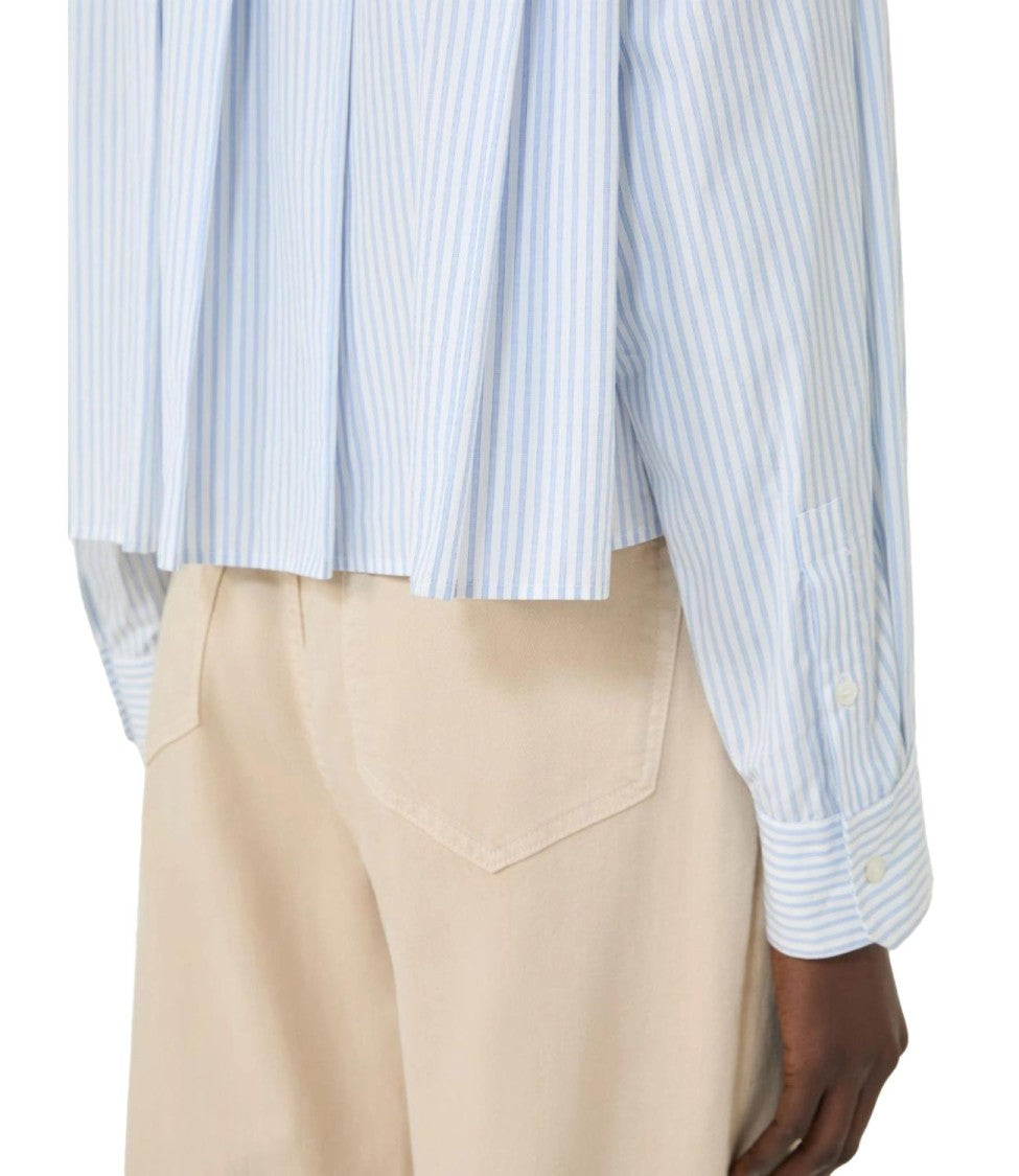 Max Mara Light Blue Striped Linen Shirt