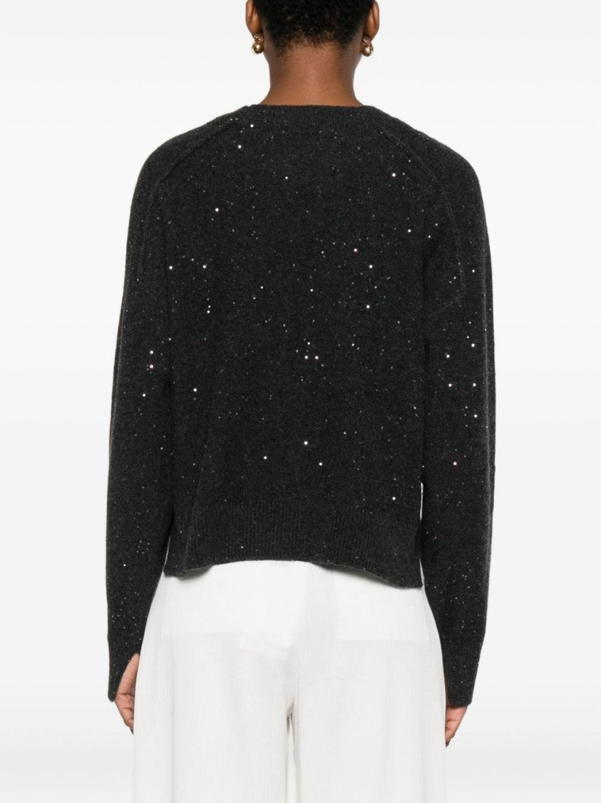 Antonelli Relaxed Fit Gray Sweater With Sparkling Sequins
