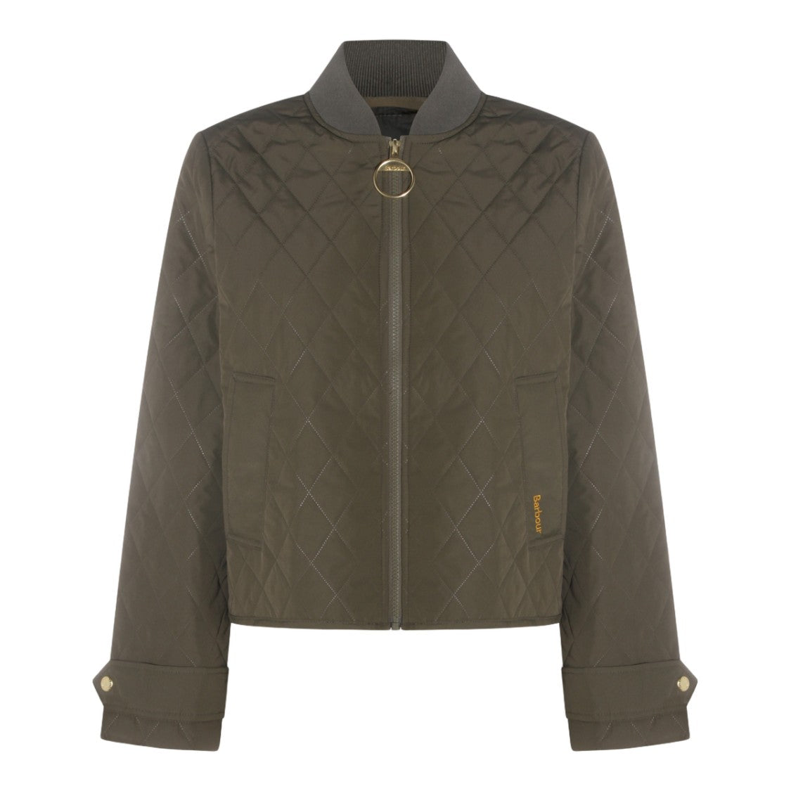 Barbour Quilted Short Coat With Diamond Stitching
