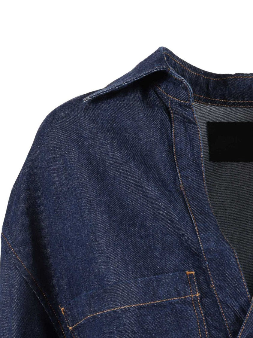 Dondup Cropped Indigo Boxy Denim Shirt