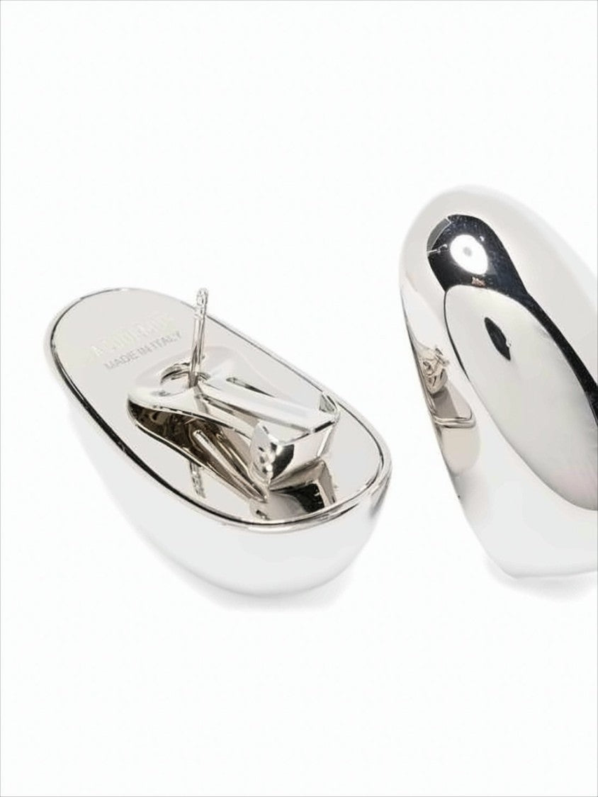Jacquemus Sculptural Silver Brass Earrings With Clip-On Fastening