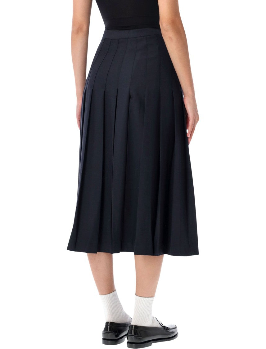 Barbour Quilt Pleated Buckled Midi Skirt