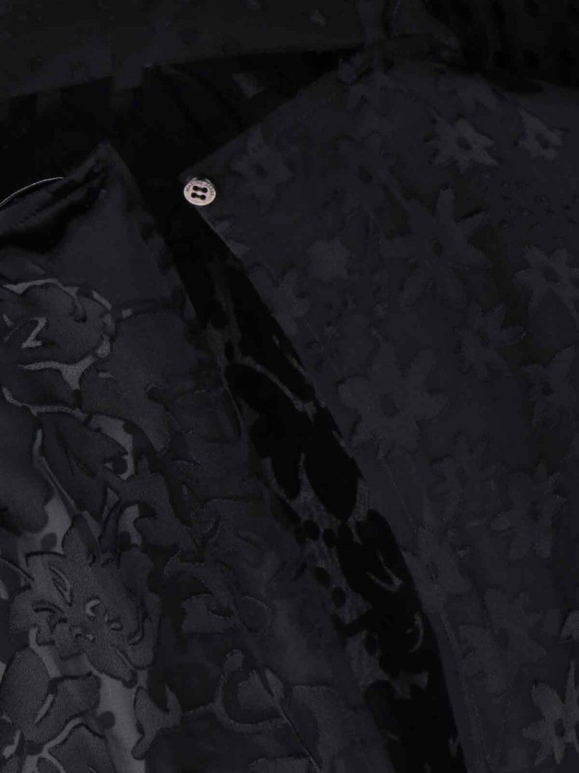 Marine Serre Sheer Black Midi Dress With Floral Patterns