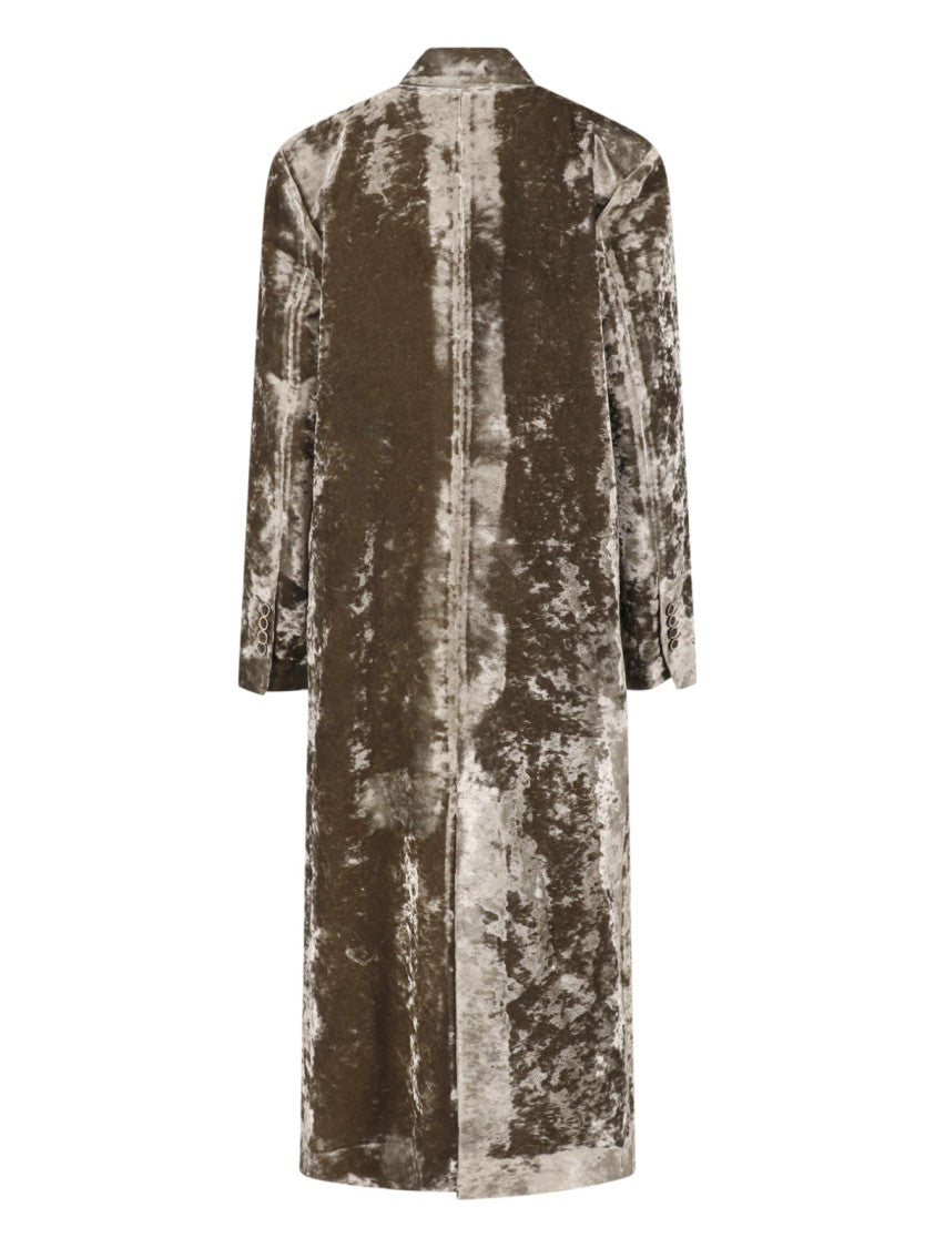 Uma Wang Green Camelot Double-Breasted Viscose-Blend Velvet Coat