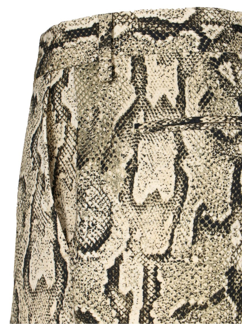Dries Van Noten High-Waisted Snake Print Trousers With Classic Waistband