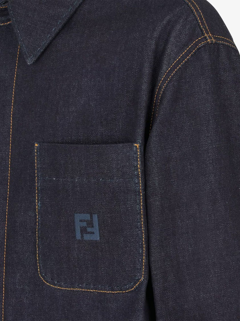 Fendi Selleria Structured Dark Blue Denim Jacket