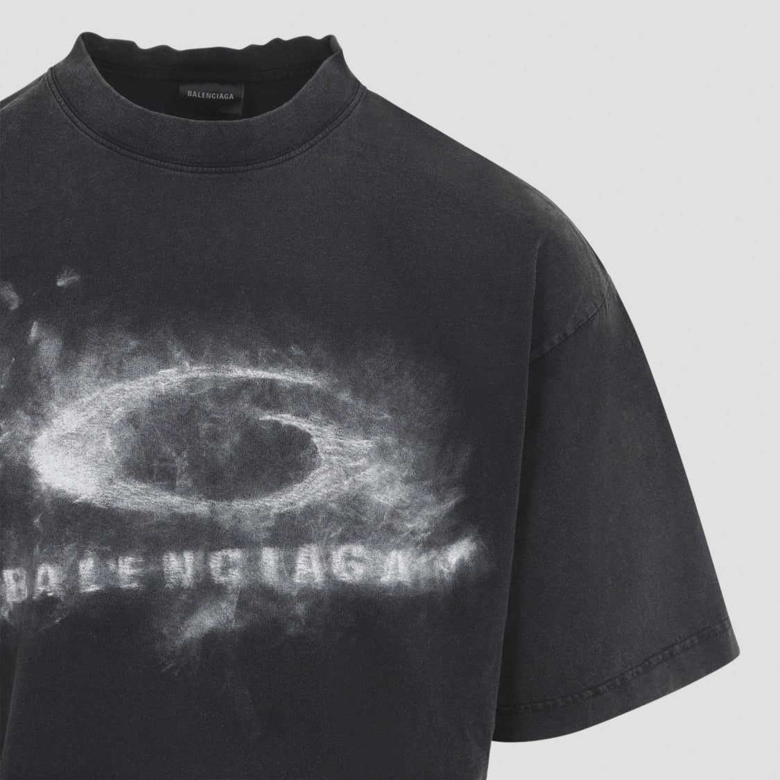 Balenciaga Washed Black Cotton Medium Fit T-Shirt