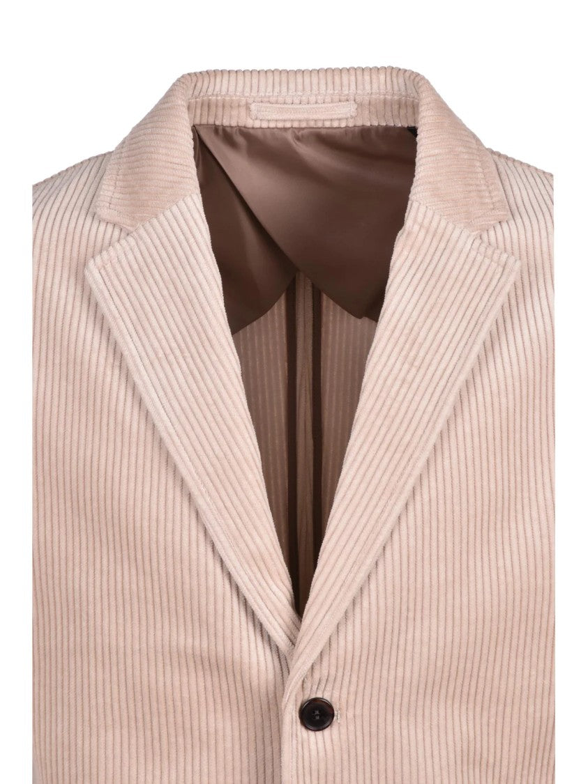 Selected Rounded Velvet-Finished Jacket With Button Closure