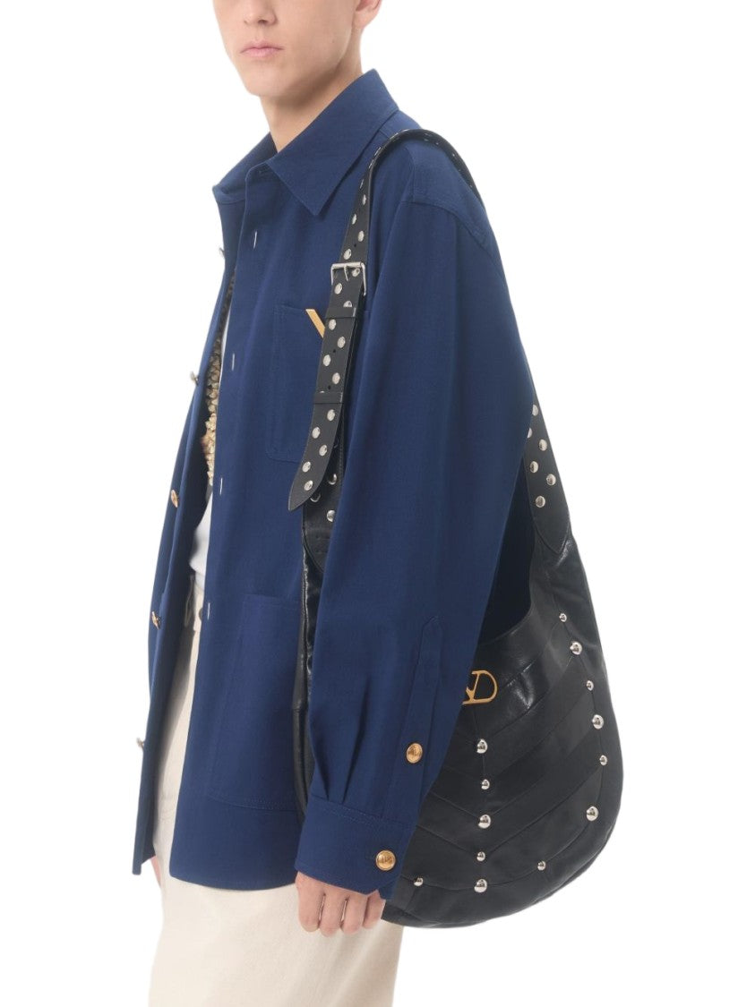 Valentino Garavani Navy Blue Shirt With Structured Collar