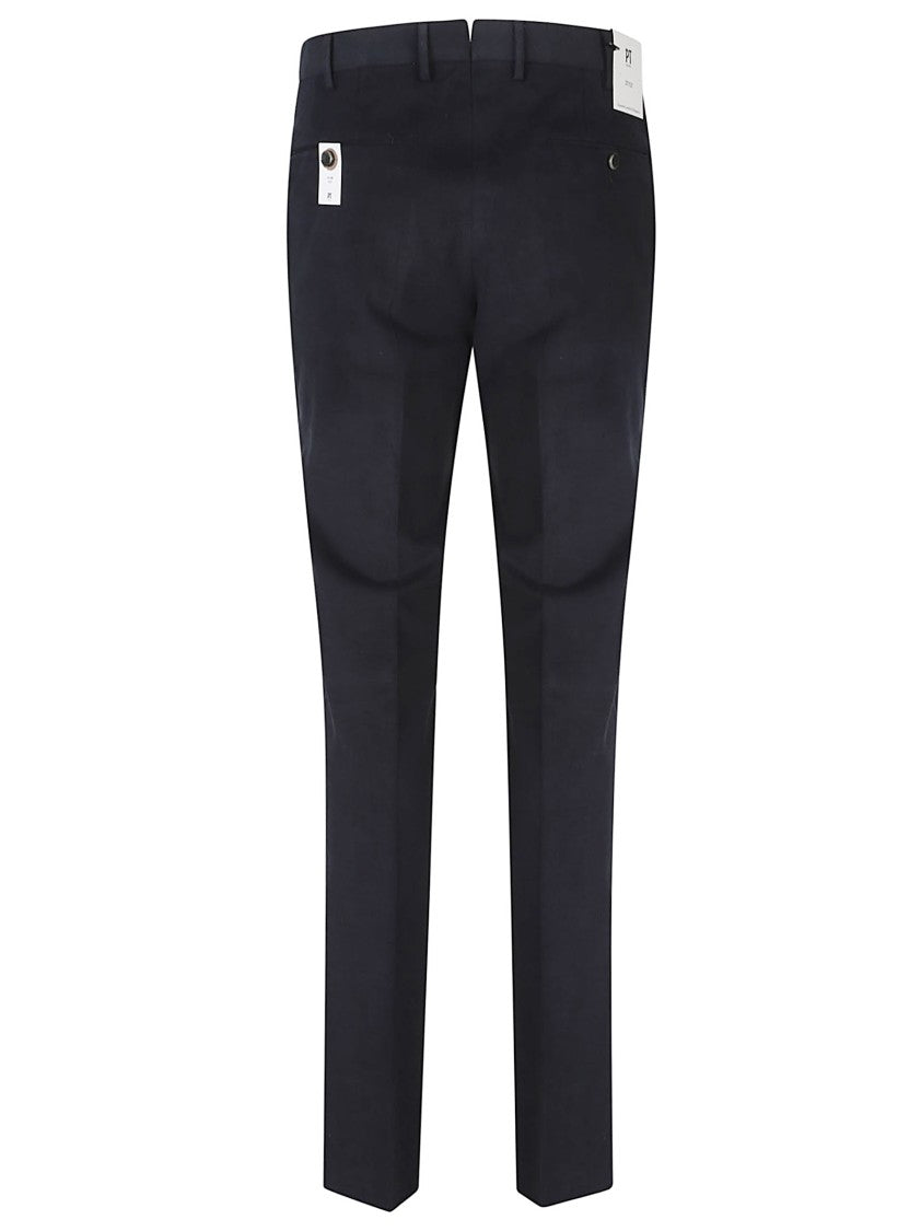Pt Torino Slim Flat Front Tailored Cotton Pants
