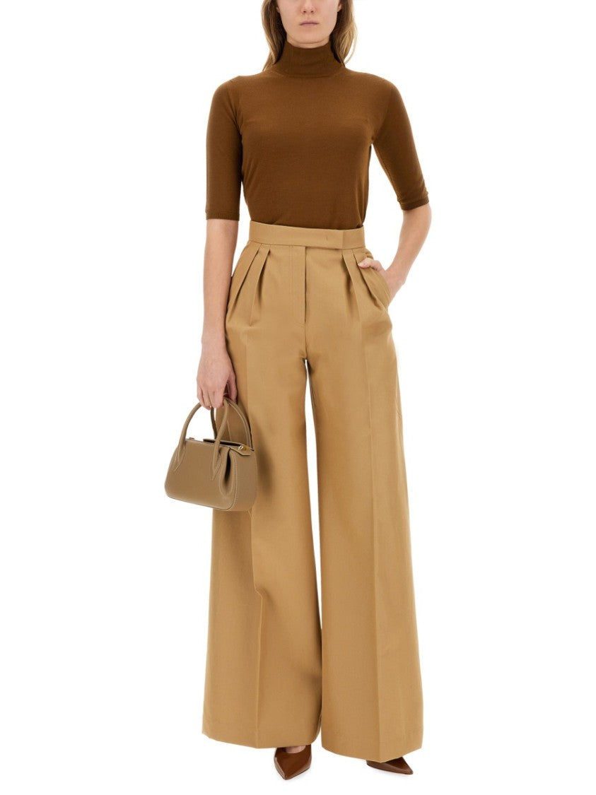 Max Mara Flowing High-Waist Wide Leg Pants Crafted From Cotton