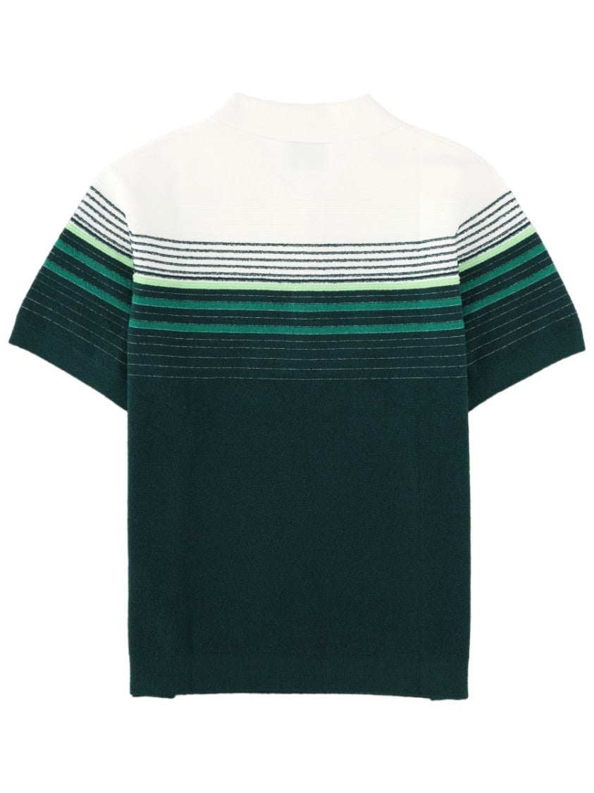 Casablanca Bouclé Striped Detailing Cotton-Blend Polo Shirt