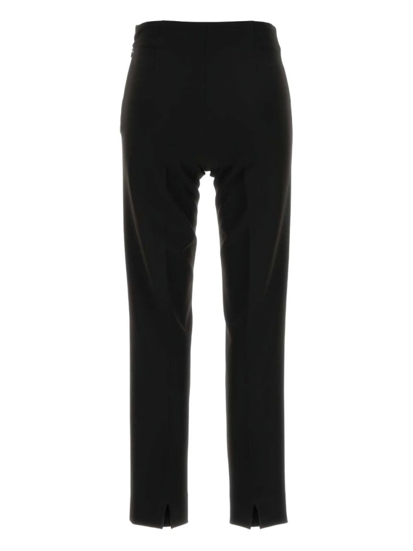 Pt Torino High-Waisted Black Trousers With Tailored Front Pleats And Hem Slits