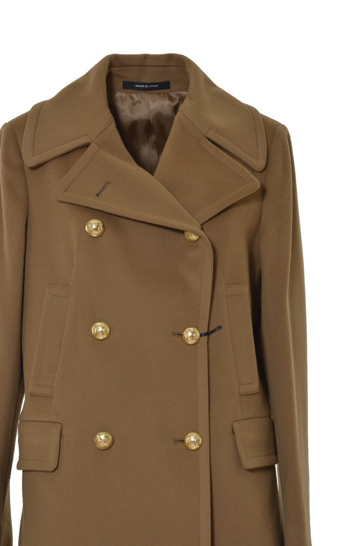 Tagliatore Camel Cashmere And Wool Blanche Coat