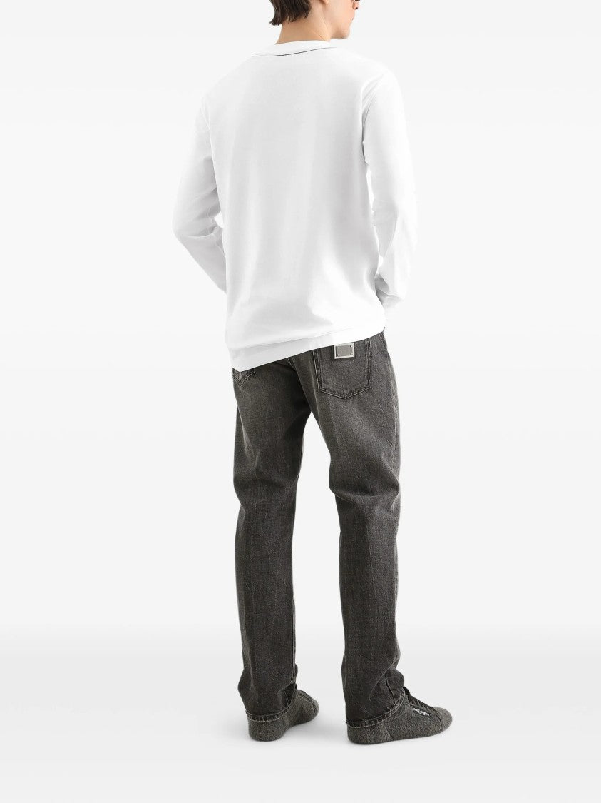 Dolce & Gabbana Washed Black Cotton Straight-Leg Trousers