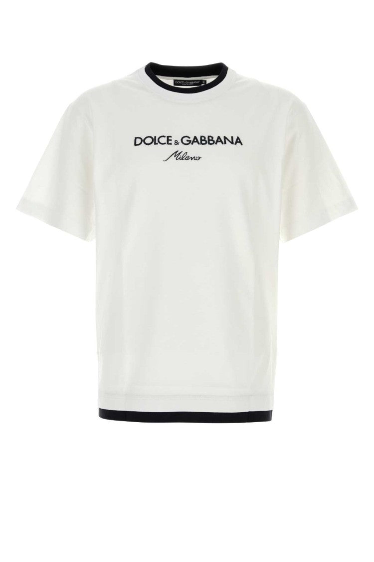 Dolce & Gabbana Boxy-Cut Cotton T-Shirt With Contrasting Black Trim