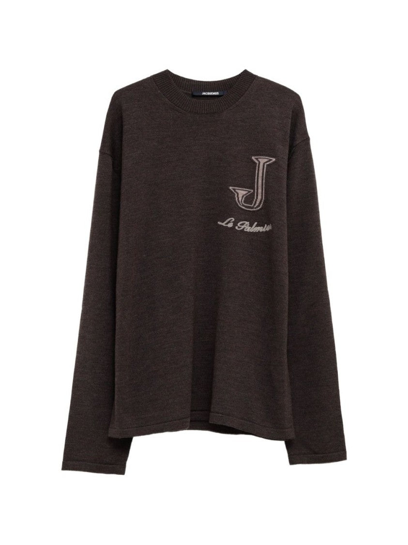Jacquemus Brown Relaxed-Fit Embroidered Sweater