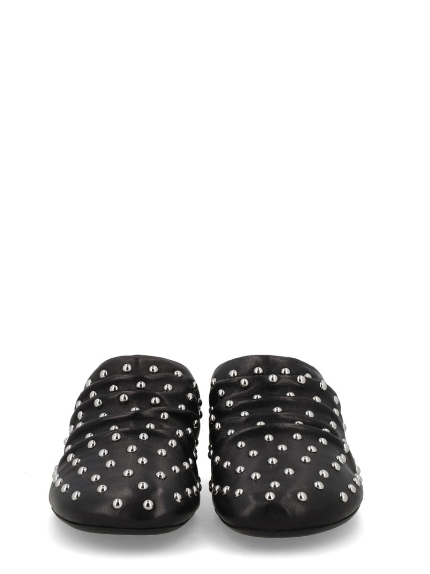 Ash Black Eloise Leather Studded Open Back Mules