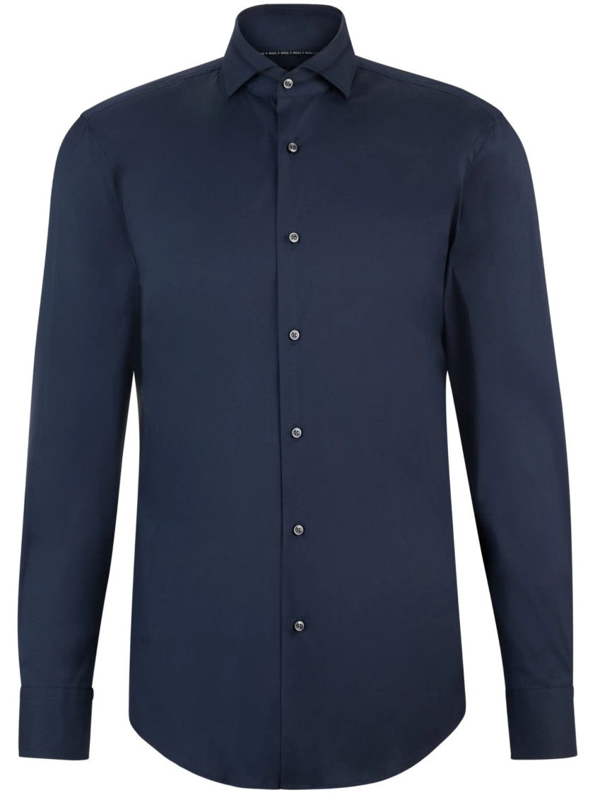 Boss Tailored Long-Sleeve Shirt With Pointed Collar And Button-Down Front