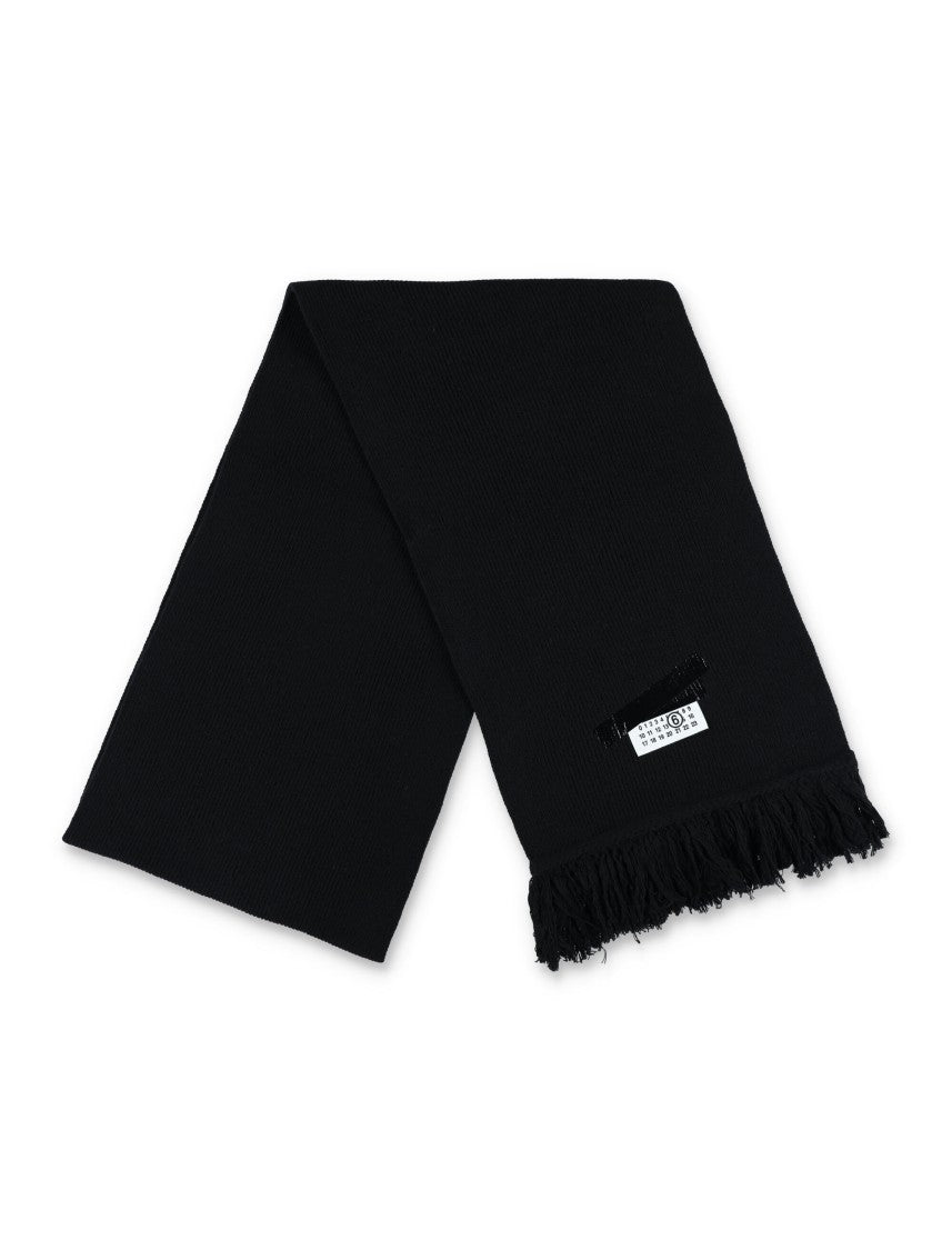 Mm6 By Maison Margiela Taped Label Wool Blend Scarf